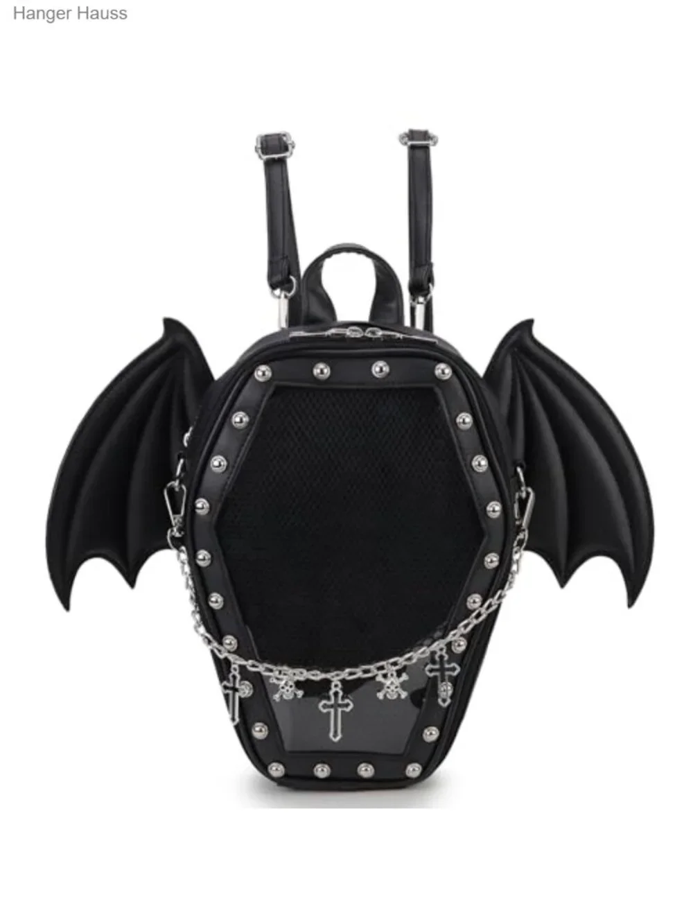 Gothic Coffin Ita Bag Backpack Laser Pin Display Vegan Leather Anime Purse